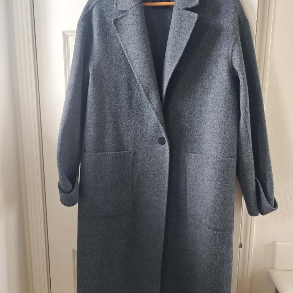 Theory easy one button coat Double-Face Wool-Cashmere in Grey - Picture 3 of 8